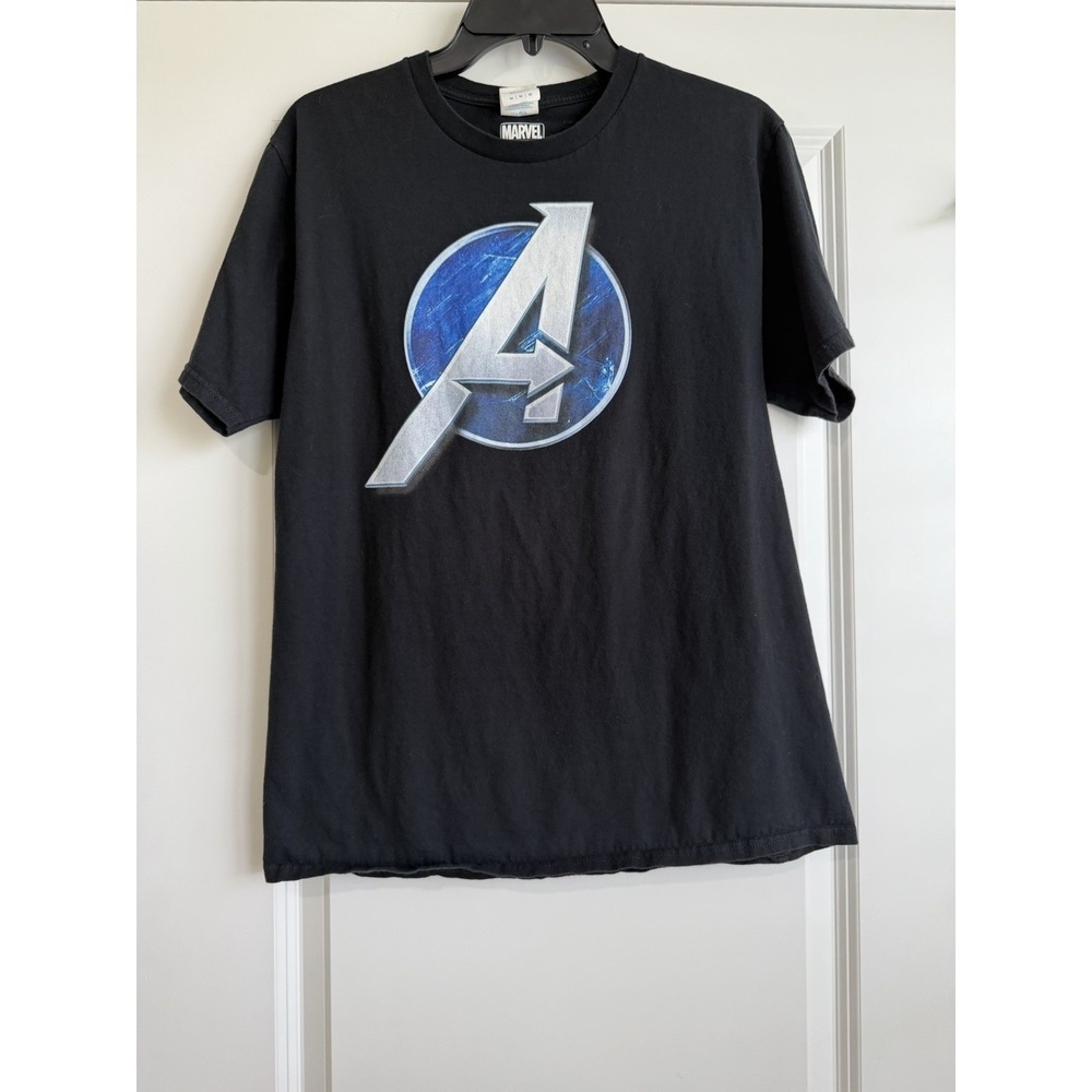 Marvel Men's Black Short Sleeve Avengers Game Circle Logo T-shirt Size Medium